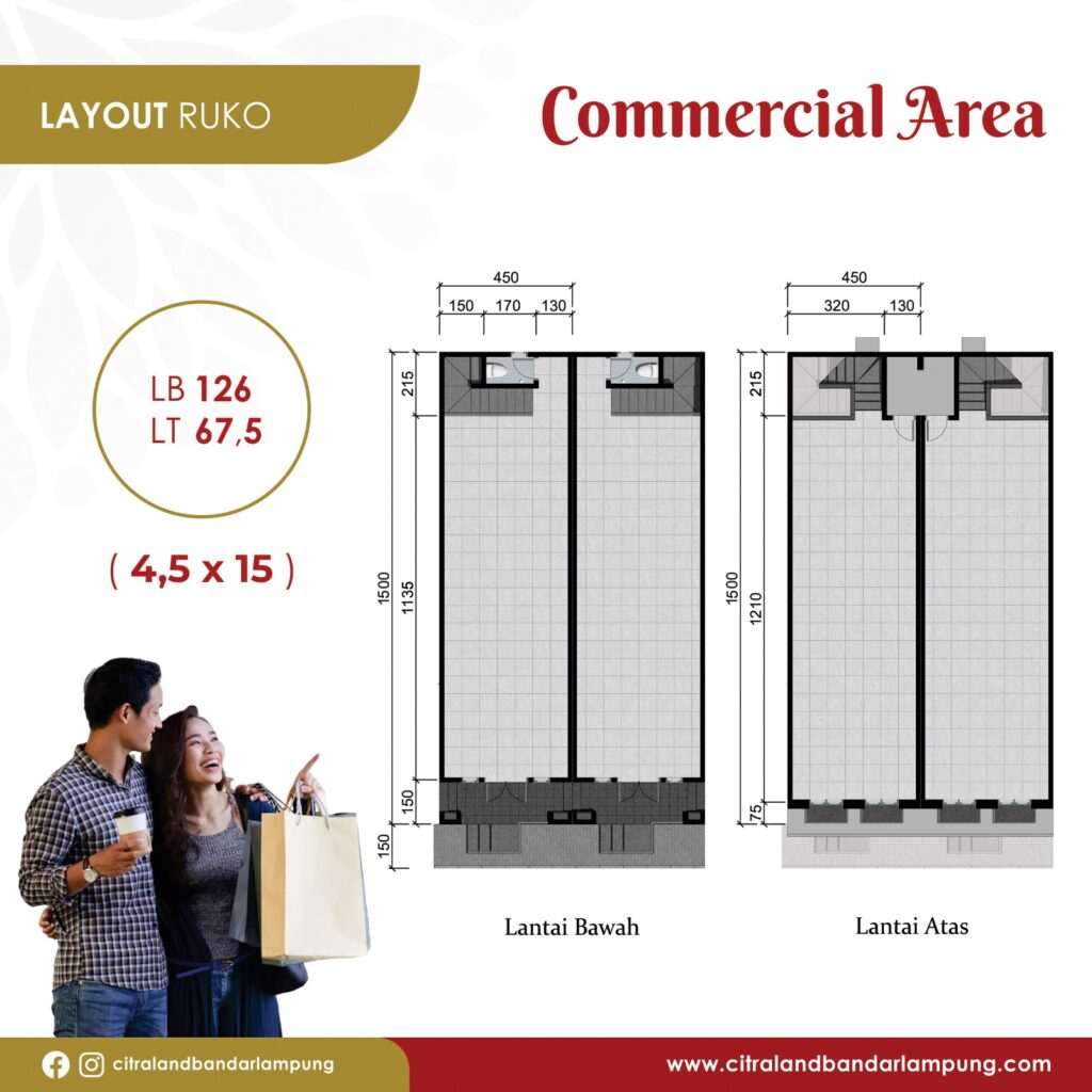 Ruko di CitraLand Bandar Lampung di kawasan Commercial area tahap II. Luas bangunan 126, luas tanah 67,5